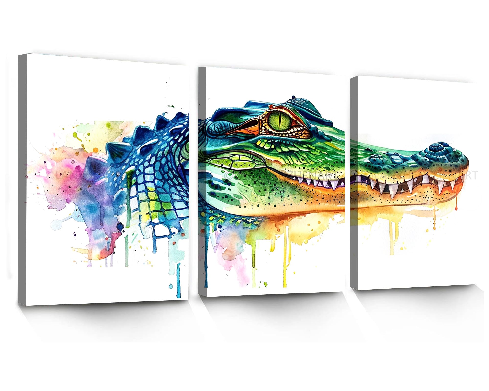 Amazon.com: LANZHENZHENART 3Pcs Watercolor Alligator Head Wall Art